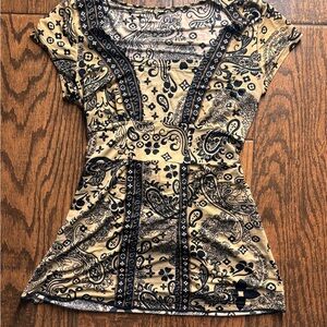 Elegant Black and Tan Paisley Women's Top
